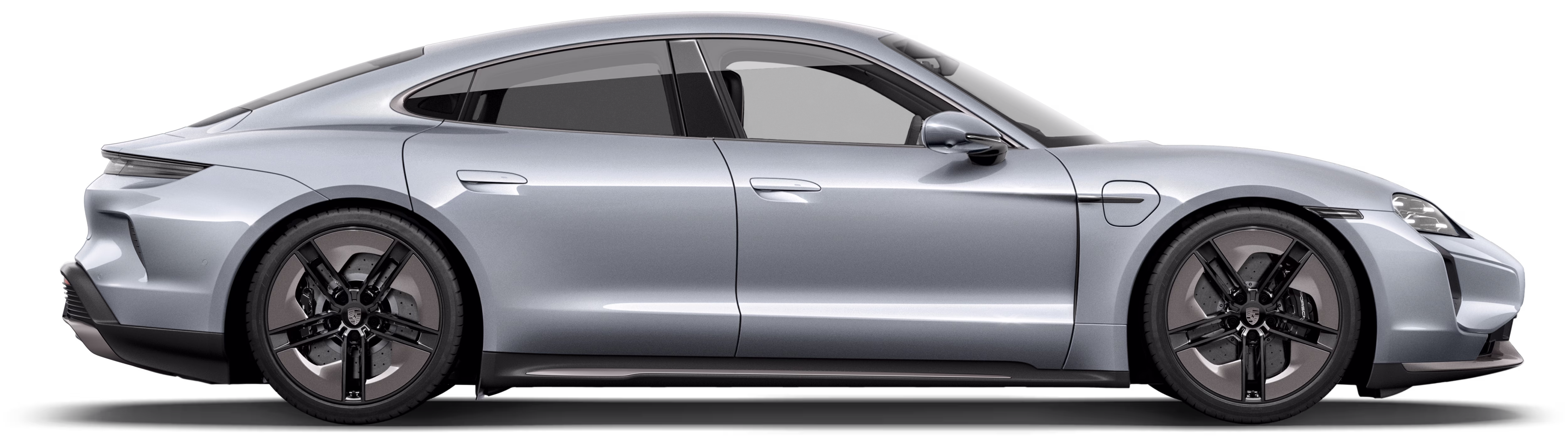 포르쉐 Taycan Turbo S의 측면 사진.