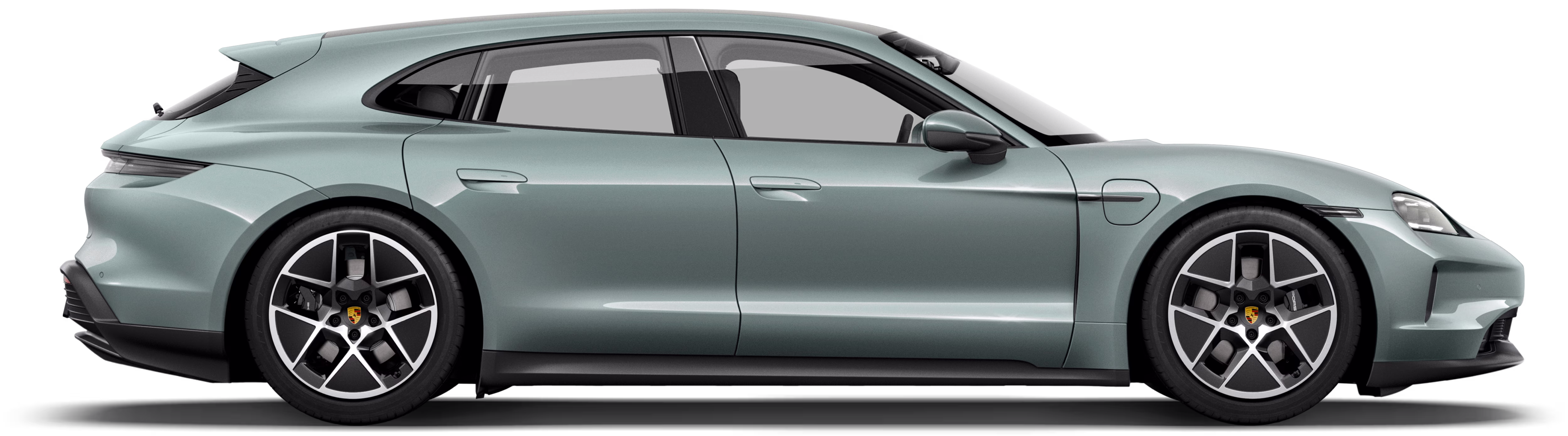 Seitenansicht eines Porsche Taycan Sport Turismo.