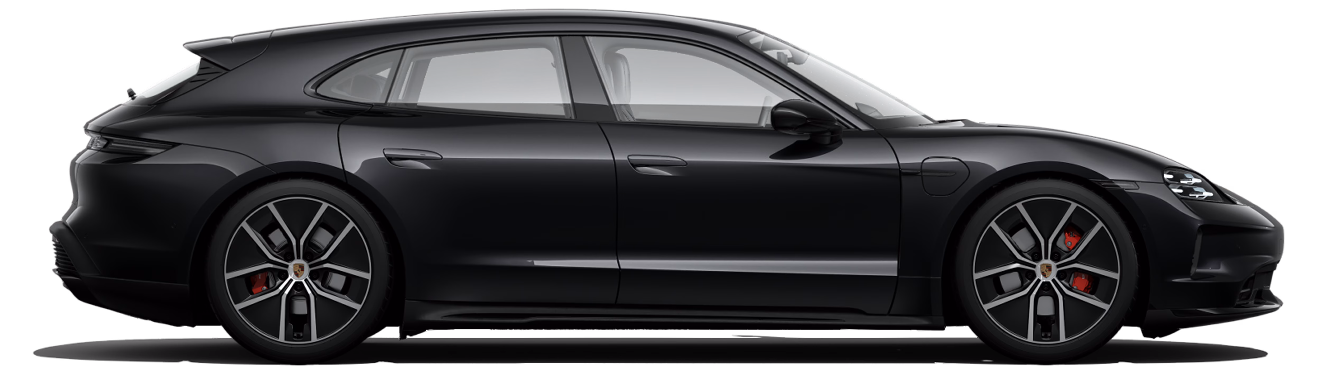 Seitenansicht eines Porsche Taycan 4S Sport Turismo Black Edition.