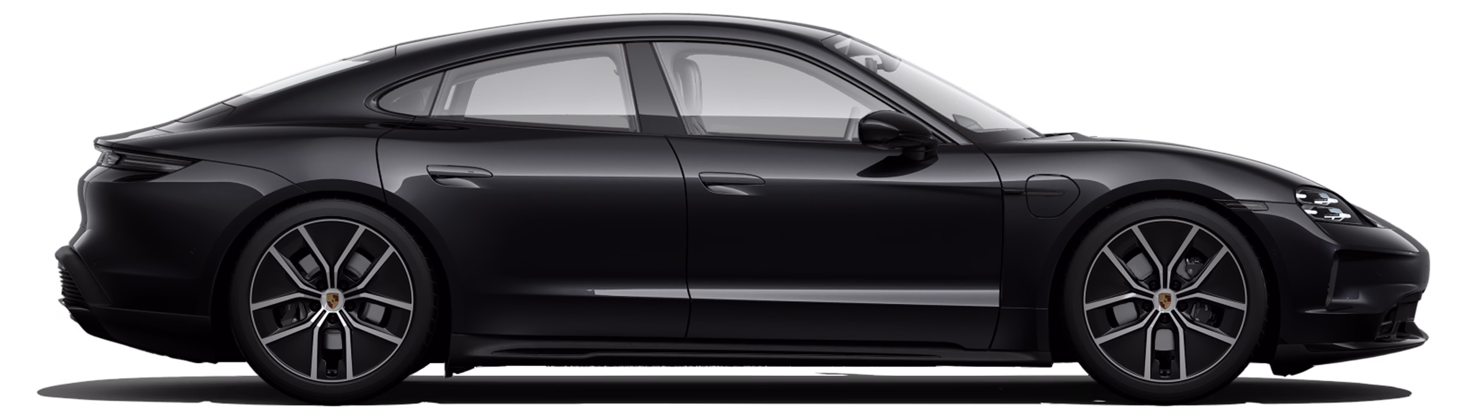 Vista lateral de un Porsche Taycan Black Edition.