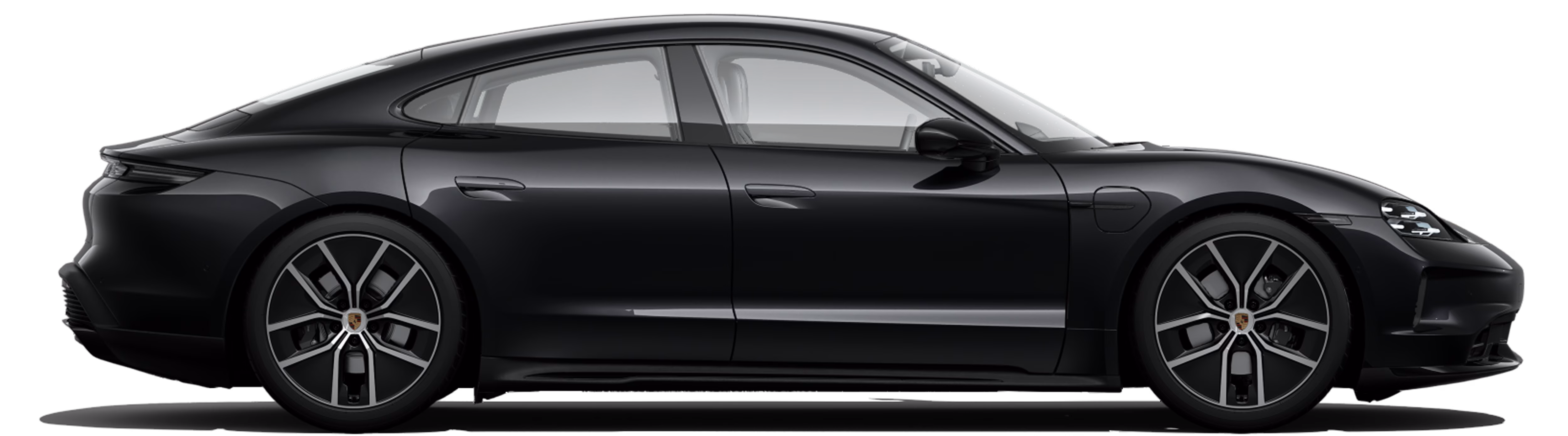 Vue latérale d’une Porsche Taycan 4 Black Edition.
