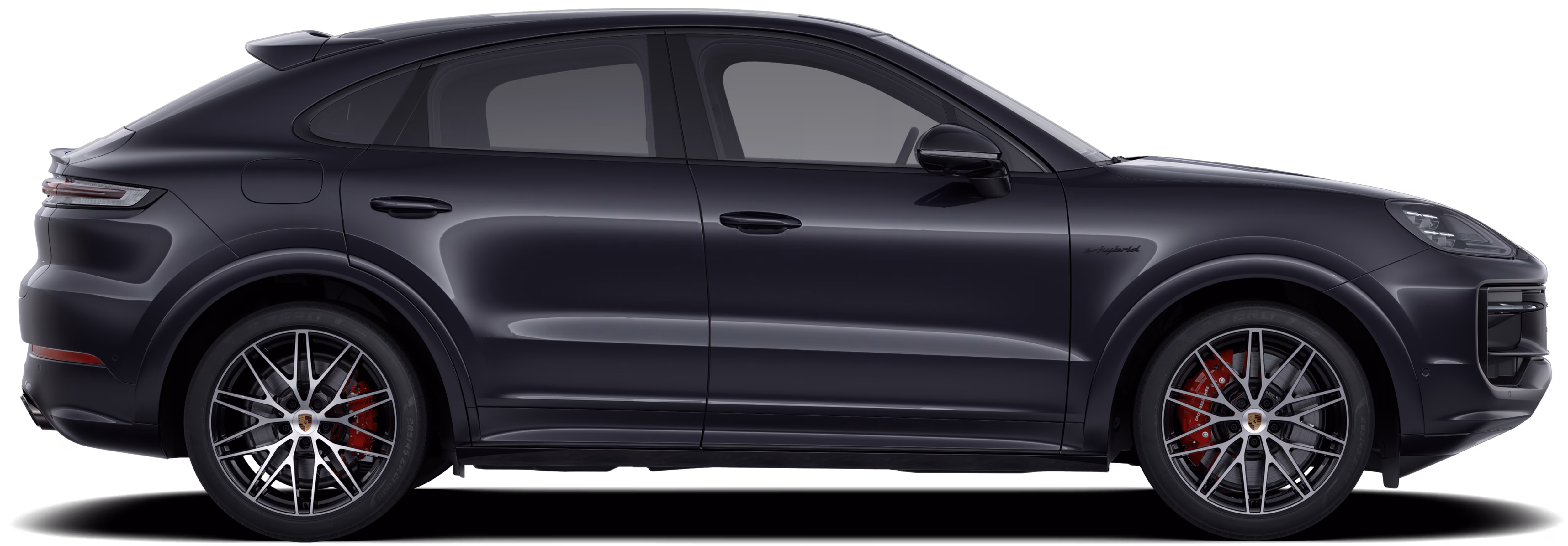 Seitenansicht eines Porsche Cayenne S E-Hybrid Coupé Black Edition.